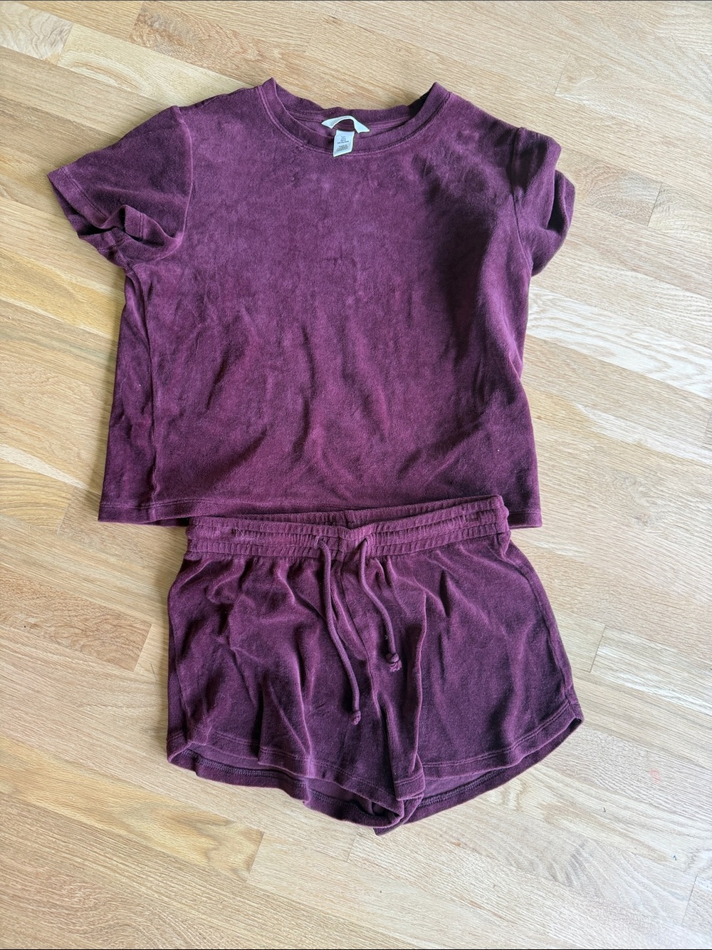 H&M Burgundy Two-Piece Tee and Short Set